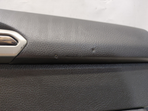 Door trim card rear right Ford Fusion mk5 13-16 black with black insert leather, armrest leather, molding under wood gloss, scratches, bumps