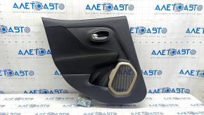 Door trim card rear left Jeep Renegade 15 - black cloth, beige insert, for dry cleaning, scuffs on plastic, deep scratches