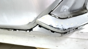 Bare rear bumper Honda Clarity 18-21 usa, silver, left part torn, no fragment, scratches, broken fasteners