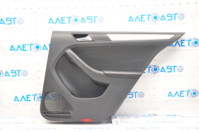 Door trim card rear right VW Jetta 11-18 USA black, with black insert plastic, armrest leather, molding gray gloss type 1, scratched, butt