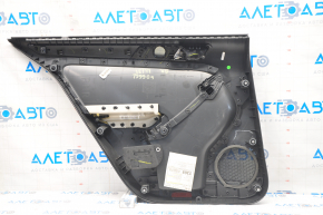 Door trim card rear right VW Jetta 11-18 USA black, with black insert plastic, armrest leather, molding gray gloss type 1, scratched, butt
