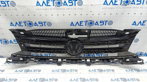 Radiator grill assembly VW Tiguan 12-17 rest with badge, sand, broken fastener