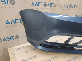 Bare front bumper VW Jetta 15-18 USA blue LD5L, pressed, scratches, non-factory holes