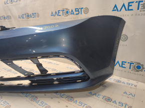 Bare front bumper VW Jetta 15-18 USA blue LD5L, pressed, scratches, non-factory holes