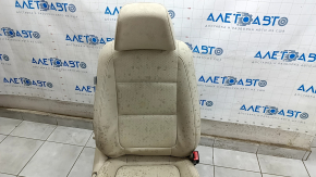 Passenger seat VW Tiguan 09-17 without airbag, beige leather, heated, mech+electric, working electrics, driftwood, for dry cleaning
