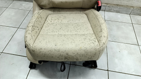 Passenger seat VW Tiguan 09-17 without airbag, beige leather, heated, mech+electric, working electrics, driftwood, for dry cleaning