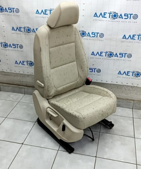 Passenger seat VW Tiguan 09-17 without airbag, beige leather, heated, mech+electric, working electrics, driftwood, for dry cleaning