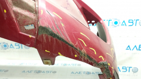 Front bumper bare Toyota Prius 30 13-15 rest, red, dented, cracks, rubbed, tears, missing fragment, non-factory holes