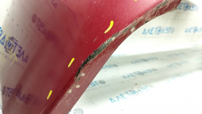 Front bumper bare Toyota Prius 30 13-15 rest, red, dented, cracks, rubbed, tears, missing fragment, non-factory holes