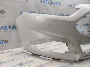Front bare bumper Ford Fusion mk5 13-16 without parking sensors, white UG, scratches, dented, non-factory holes, broken fasteners
