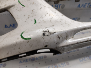 Front bare bumper Ford Fusion mk5 13-16 without parking sensors, white UG, scratches, dented, non-factory holes, broken fasteners