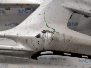 Front bare bumper Ford Fusion mk5 13-16 without parking sensors, white UG, scratches, dented, non-factory holes, broken fasteners