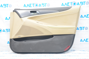 Door trim card front right Hyundai Sonata 11-15 hybrid leather beige, armrest leather, scratches on plastic