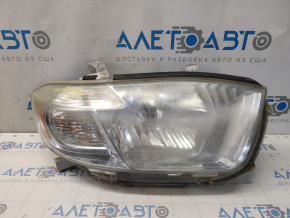 Headlight front right Toyota Highlander 08-10 bare hybrid halogen, for polishing