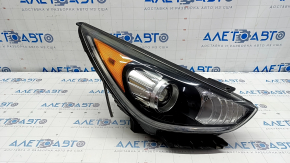 Front right headlight complete Kia Niro 17-19 HEV, PHEV with bracket, halogen, LED DRL, seal peeled off, varnish peeled off
