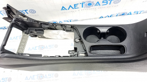 Central console armrest and cup holder Kia Niro 17-22 HEV, PHEV leather, without deflectors, black, scratches, creased leather, dry cleaning