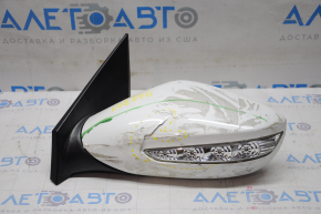 Side mirror left Hyundai Sonata 11-15 7 pins, turn signal, white, broken cover and turn signal