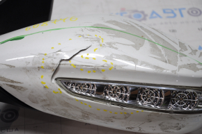 Side mirror left Hyundai Sonata 11-15 7 pins, turn signal, white, broken cover and turn signal