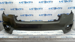 Bare front bumper upper part Jeep Cherokee KL 19-21 without parking sensors, without plug towing hook, green, bumps, scratches, dents, broken fastening