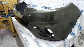 Bare front bumper upper part Jeep Cherokee KL 19-21 without parking sensors, without plug towing hook, green, bumps, scratches, dents, broken fastening