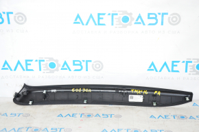 Tesla Model X 16-21 upper right front pillar trim under visor, black, paint peeled off