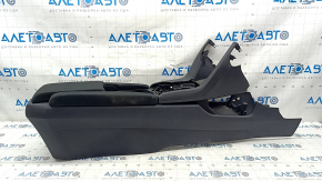 Console central armrest and cup holders Honda Civic X FC 16-21 black cloth, scratches, needs cleaning, made, broken fasteners
