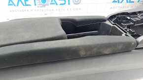 Console central armrest and cup holders Honda Civic X FC 16-21 black cloth, scratches, needs cleaning, made, broken fasteners