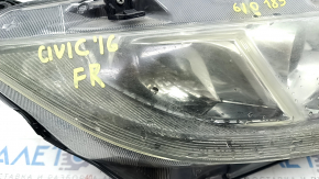 Headlight front right bare Honda Civic X FC 16-18 halogen, for polishing, driftwood, mounting defect