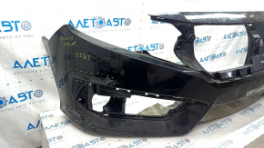 Front bumper bare Honda Civic X FC 16-18 black, scratches, broken fasteners, cracks