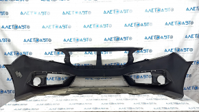 Front bumper bare Honda Civic X FC 16-18 black, scratches, broken fasteners, cracks
