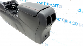Central console armrest Ford Escape MK4 23- leather black with red stitching, scratches, cracks in fastening