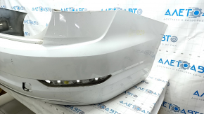 Bare rear bumper VW Jetta 19 - white, with chrome molding, scratches, abrasions, scratch on molding