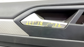 Door trim card front left VW Jetta 19- black with black insert leather, armrest leather, molding gray type 2, scratches, chrome