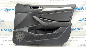 Door trim card front right VW Jetta 19- black with black insert leather, armrest leather, molding gray type 2, scratches