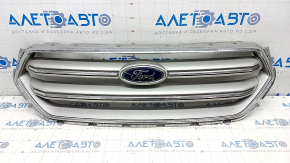 Radiator grill grill Ford Escape MK3 17-19 rest, gray, with chrome, with emblem, scratches on the badge, pokes on chrome