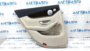 Door trim card rear left Mercedes GLC 16-22 beige leather, without curtain, wood insert, Burmester
