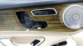 Door trim card front left Mercedes GLC 16-22 beige leather, wood insert, Burmester, lining defect, needs cleaning