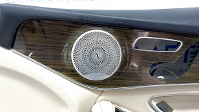 Door trim card front right Mercedes GLC 16-22 beige leather, wood insert, Burmester, lining defect, bump, dent