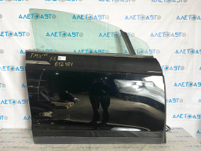 Door assembly front right Tesla Model X 16-21 black PBSB, bump, paint leak, scratches on handle chrome