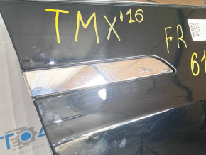 Door assembly front right Tesla Model X 16-21 black PBSB, bump, paint leak, scratches on handle chrome