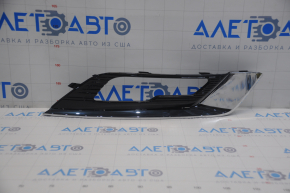 Front bumper grille right Ford Fusion mk5 17-18 under fog lights LED gloss, with chrome molding, broken fastener