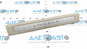 Door sill trim front left Lincoln MKZ 17-20 chrome with backlight, beige, bump, scratches, broken fastening