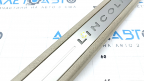 Door sill trim front left Lincoln MKZ 17-20 chrome with backlight, beige, bump, scratches, broken fastening