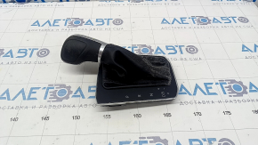 Gear knob VW Tiguan 18 - black leather, worn, scratches on chrome