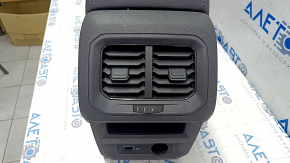 Central console armrest and cup holders VW Tiguan 18 - leather black, scuffs, scratches, for dry cleaning