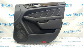 Door trim card front right Mercedes GLS-class X166 13-15 leather black, with wood insert, backlight, cracks on insert, scratches