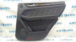 Door trim card rear right Mercedes GLS-class X166 13-15 leather black, without curtain, wood insert, backlight, scratches on insert