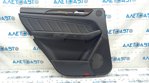 Door trim card rear left Mercedes GLS-class X166 13-15 leather black, without curtain, wood insert, backlight, scratches on insert