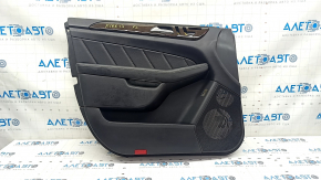 Door trim card front left Mercedes GLS-class X166 13-15 leather black, with wood insert, cracks on insert, scratches, abrasions, crack