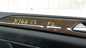 Door trim card front left Mercedes GLS-class X166 13-15 leather black, with wood insert, cracks on insert, scratches, abrasions, crack